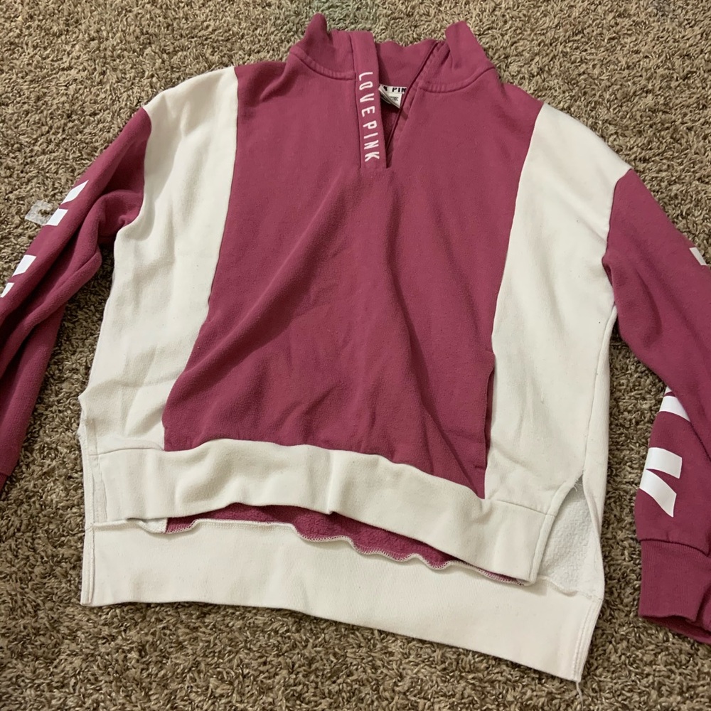 Pink quarter zip sweater